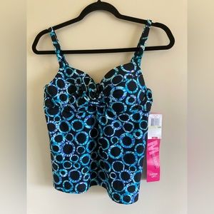 NWT Maidenform Swimwear Bathing Suit Top Black Multicolored Size 36B